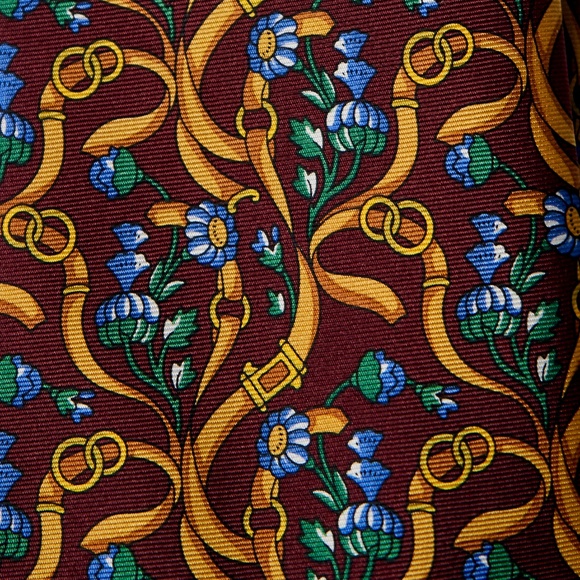 Burberrys Tie - Gold and Maroon - Picture 5 of 7